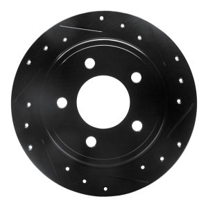 Chrysler LHS Brake Rotor (1) - Rear Right - R1 Concepts - Drilled & Slotted - Black - `93-`04